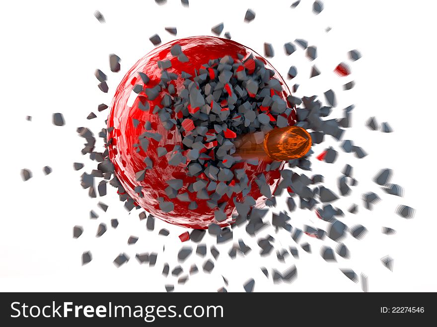 The bullet image destroyed sphere. The bullet image destroyed sphere