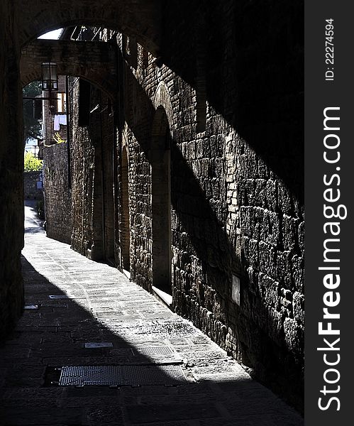 Narrow street in San Gimignano