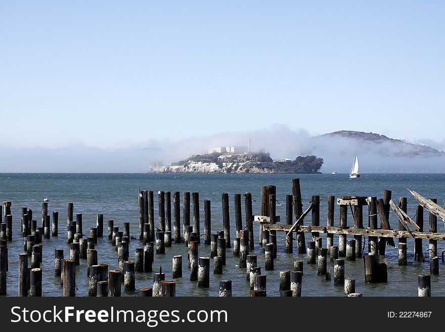 Foggy Alcatraz Prison