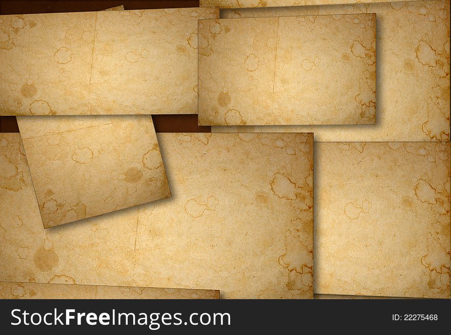 Stained paper background on multiple planes