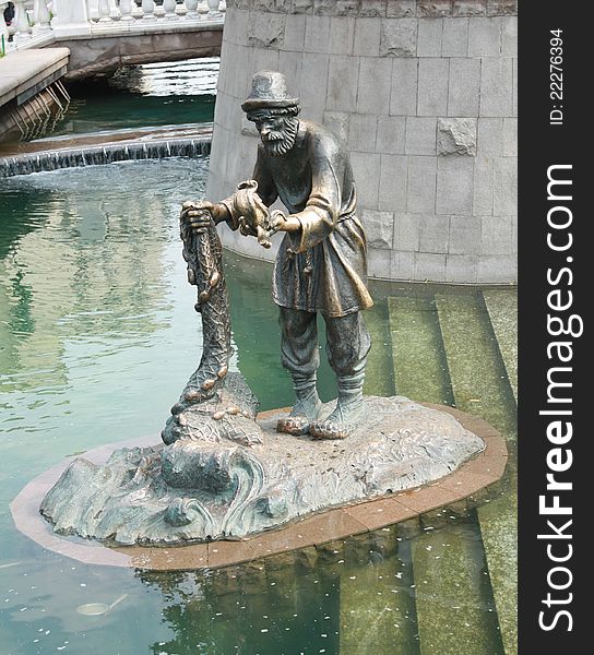 One of the sculptures created on the base of fairy tales in the river Neglinka near the Manege Square in Moscow. One of the sculptures created on the base of fairy tales in the river Neglinka near the Manege Square in Moscow