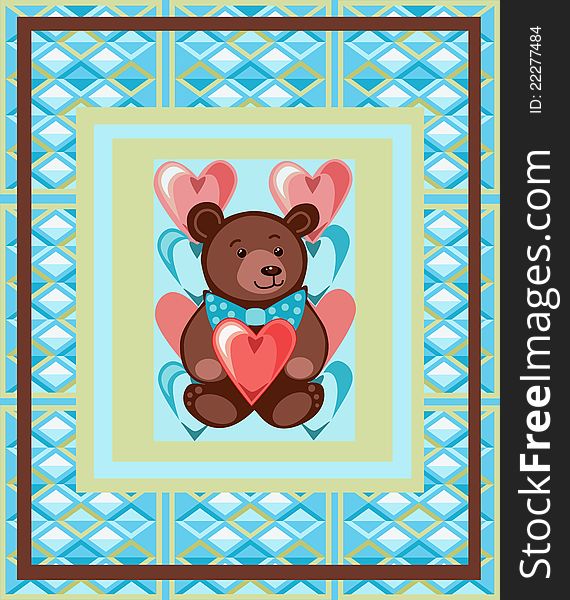 Card with a bear for Valentine's Day. Card with a bear for Valentine's Day