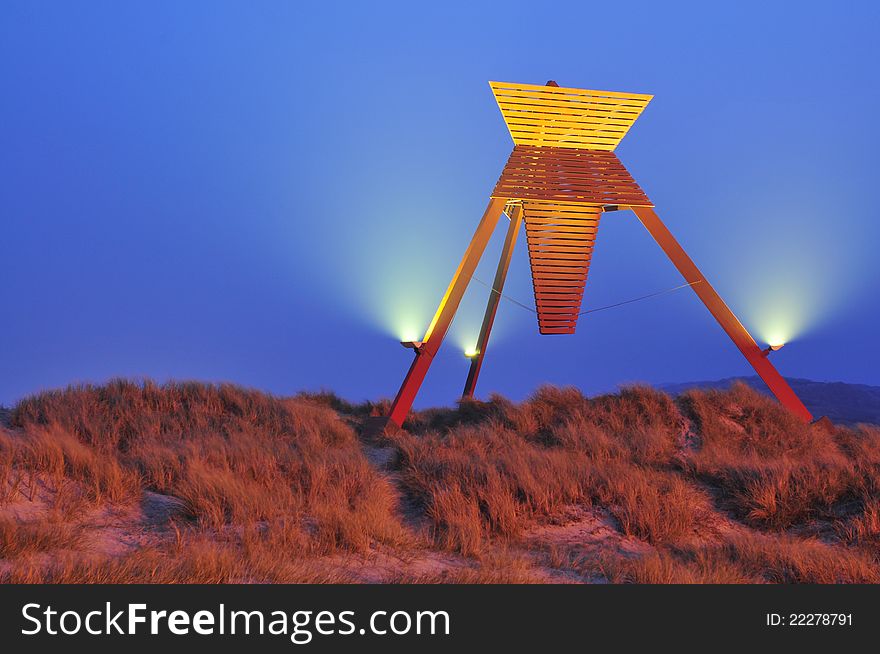 Fog over the sand dunes in Blokhus Denmark near the baech