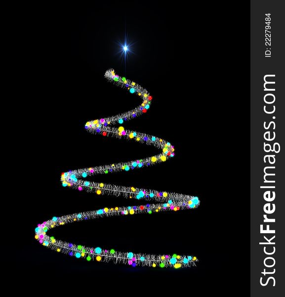 3D tinsel christmas tree