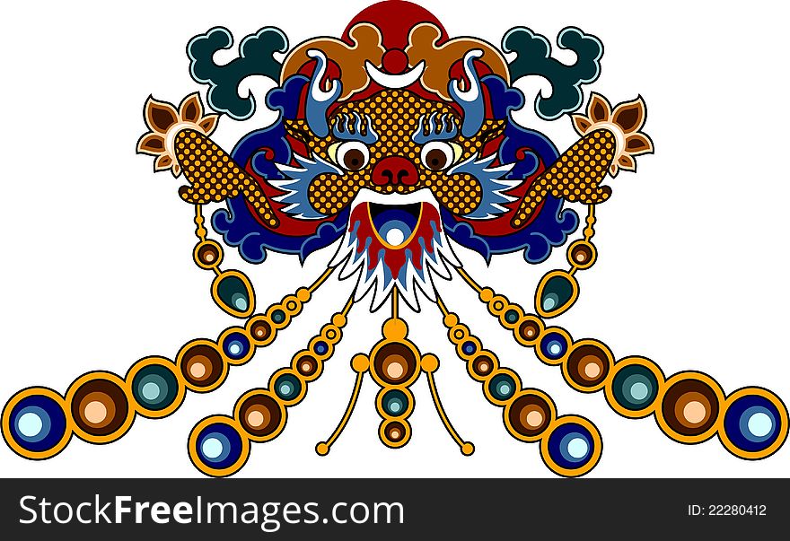 Illustration of stylized fantastic, chinese dragon. Illustration of stylized fantastic, chinese dragon