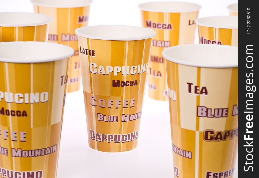 Group of paper cuffee cup. Group of paper cuffee cup