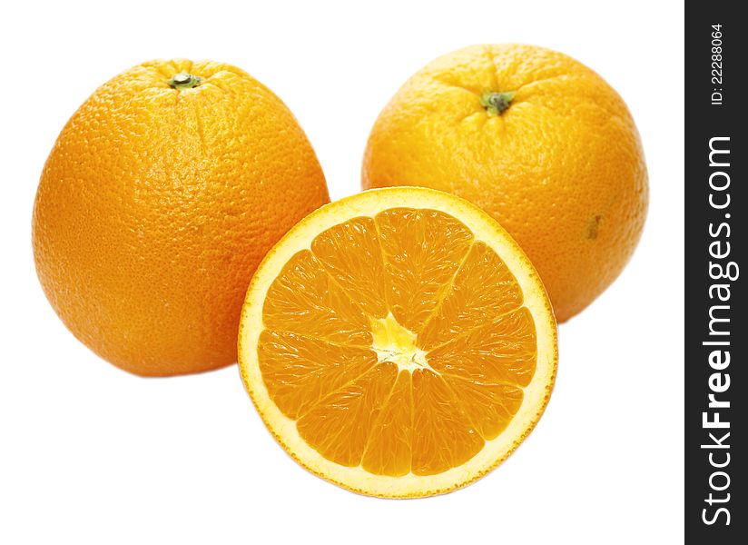 Orange Fruit Isolated On White Background.