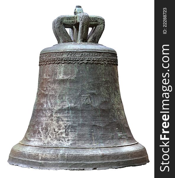 Old medieval bell, with white background, Hungary. Old medieval bell, with white background, Hungary