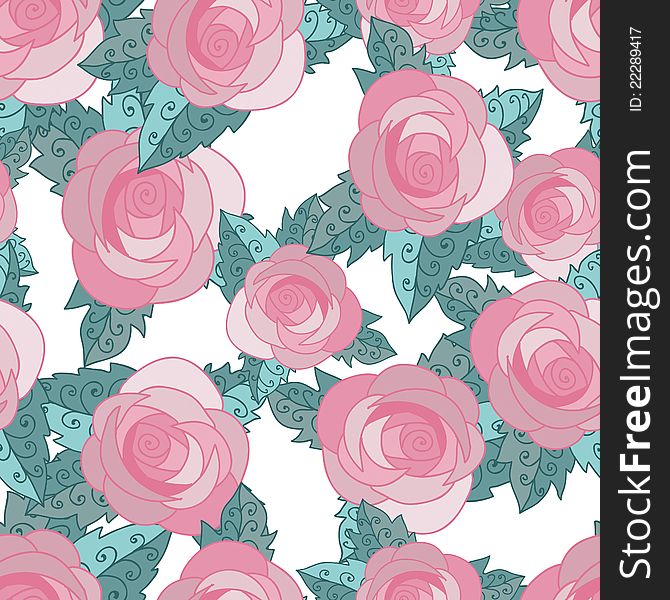 Seamless pattern with roses