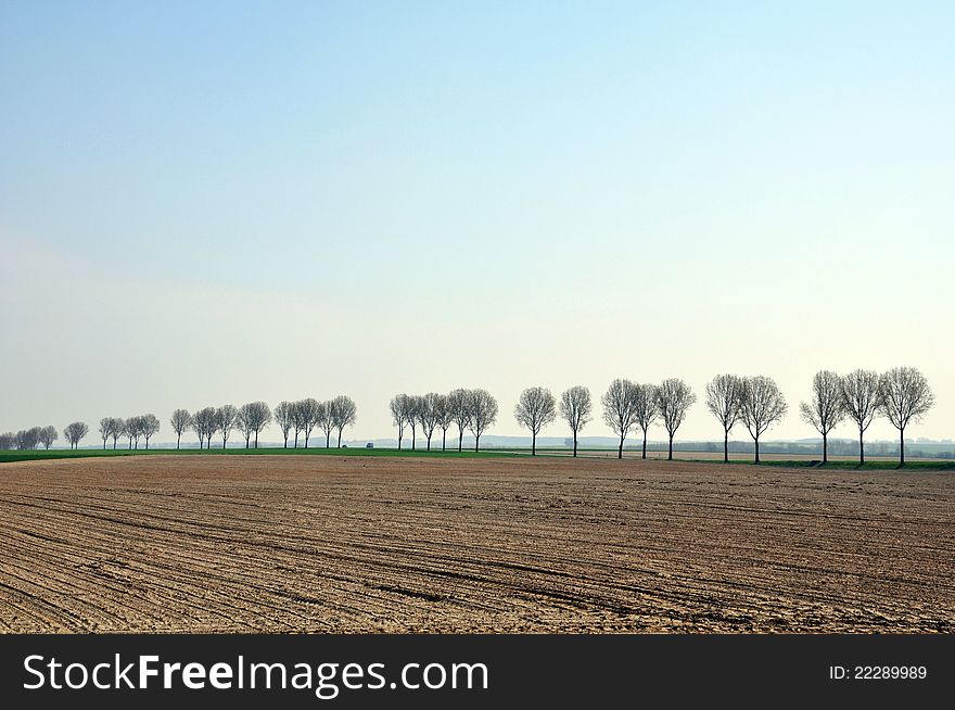 An empty field on a windswept plain in northern europe. An empty field on a windswept plain in northern europe