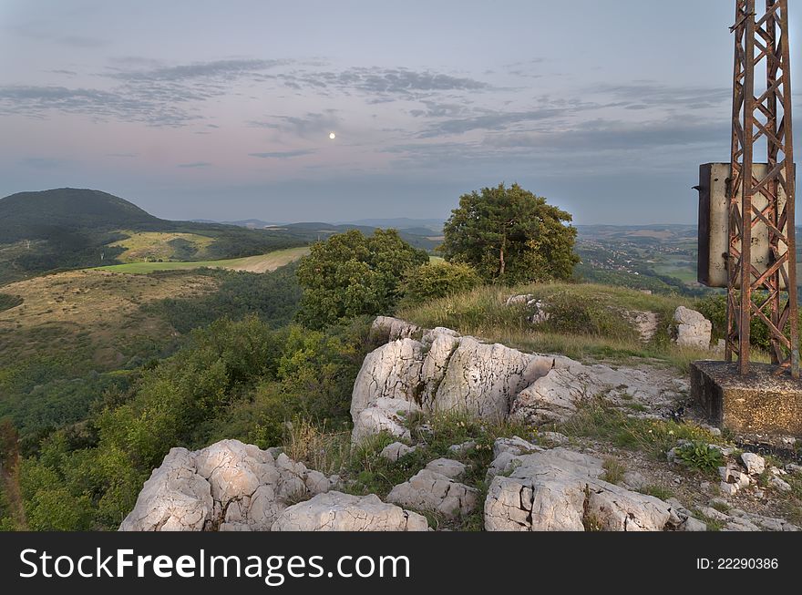 Landscape witth Moon,from the top of a mountain, Hungary. Landscape witth Moon,from the top of a mountain, Hungary