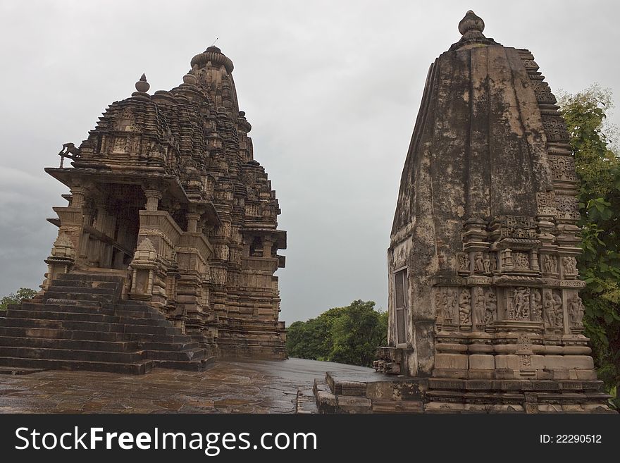 Temples of the western group in Khajuraho, India. Temples of the western group in Khajuraho, India