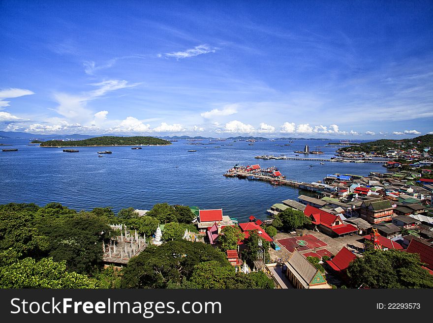 Koh Seechang harbor with blue sky