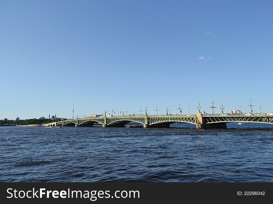 View of the Trinity bridge over the Neva River in St.Petersburg, Russia. View of the Trinity bridge over the Neva River in St.Petersburg, Russia