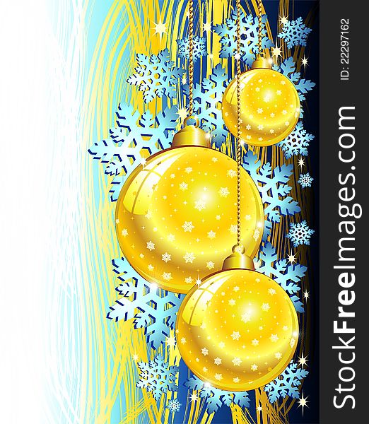 Blue and Golden Christmas Ornaments Background. Blue and Golden Christmas Ornaments Background.