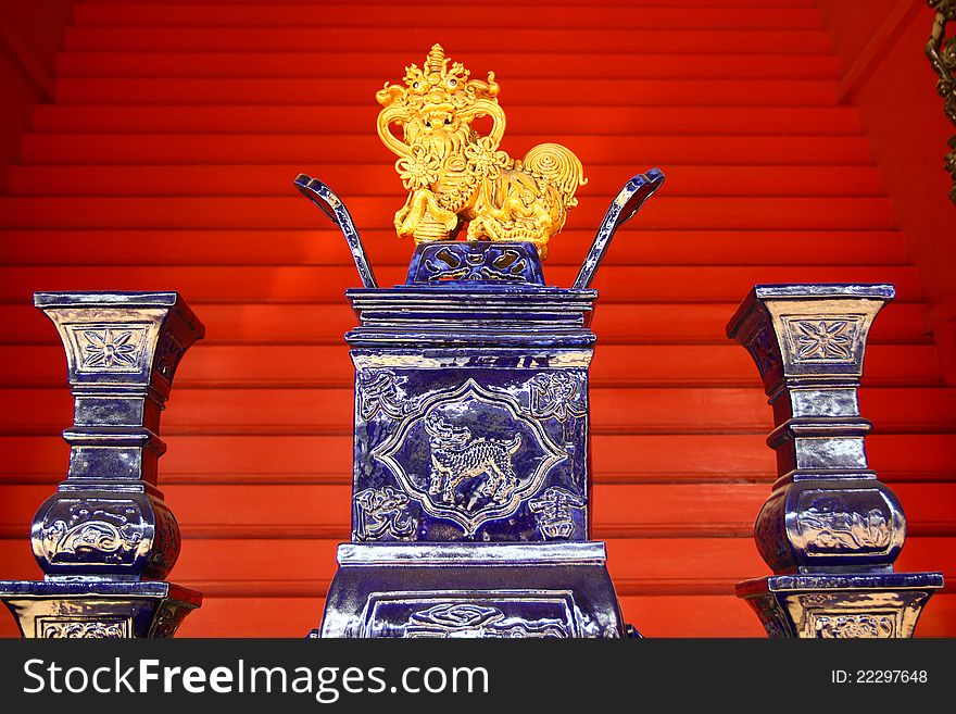 Chinese Porcelain Lion decoration in Chen Clan Academy, China