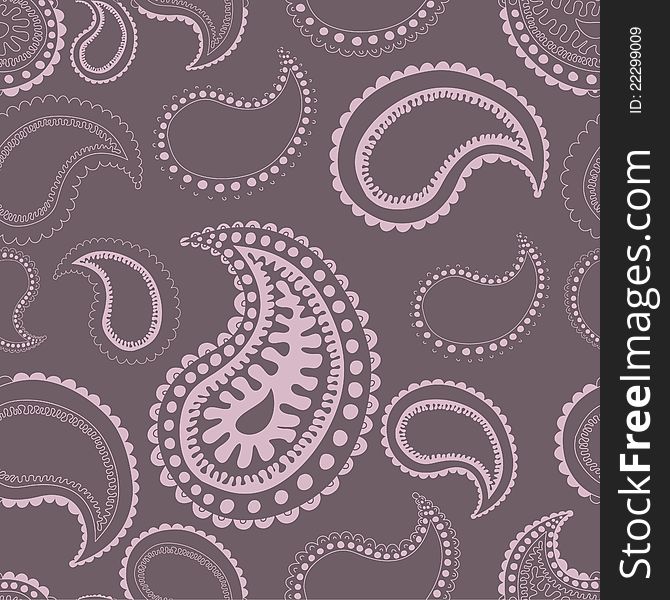 Abstract seamless pattern with paisley elements . Vector illustration