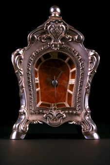 Antique Silver Clock Stock Photo