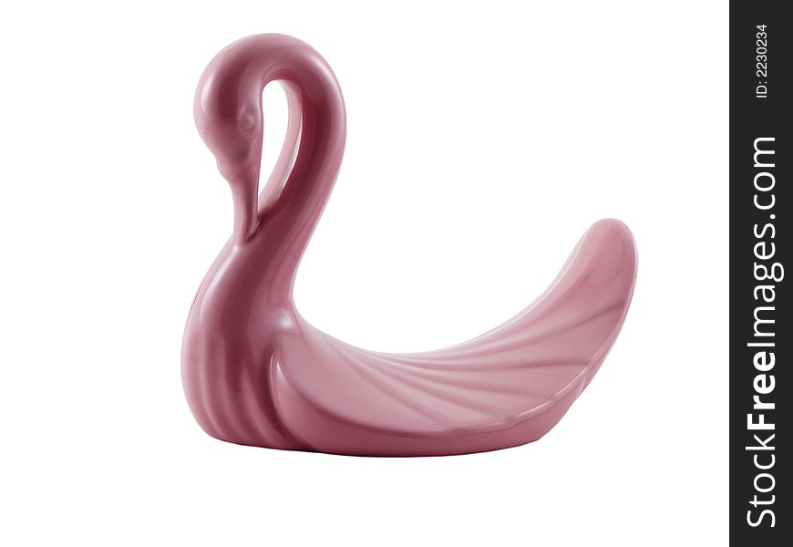 Photo of a pink swan isolated on white