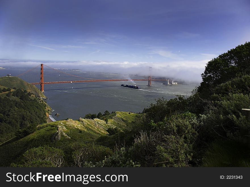 Ship Under Golden Gate Bridge