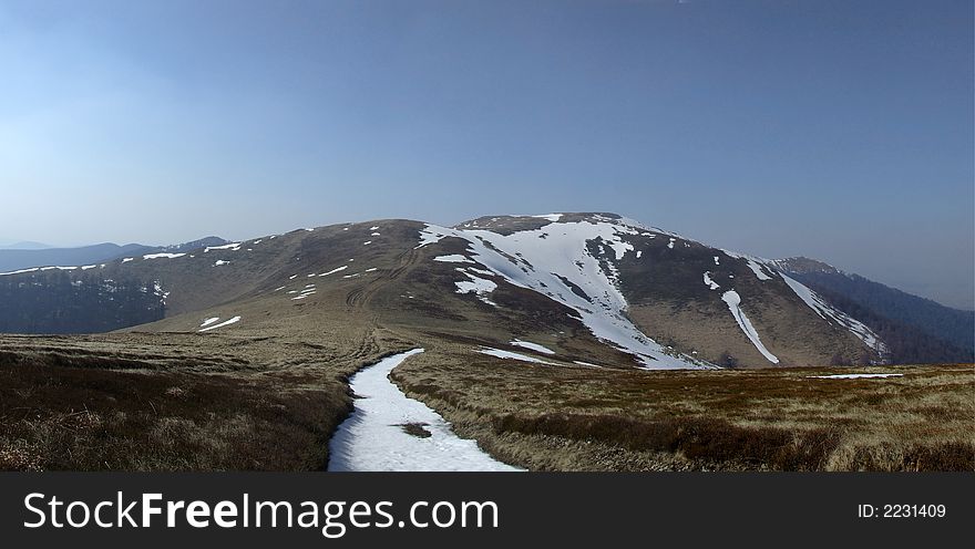 Majestic panorama of carpathian mountains in early spring. Majestic panorama of carpathian mountains in early spring