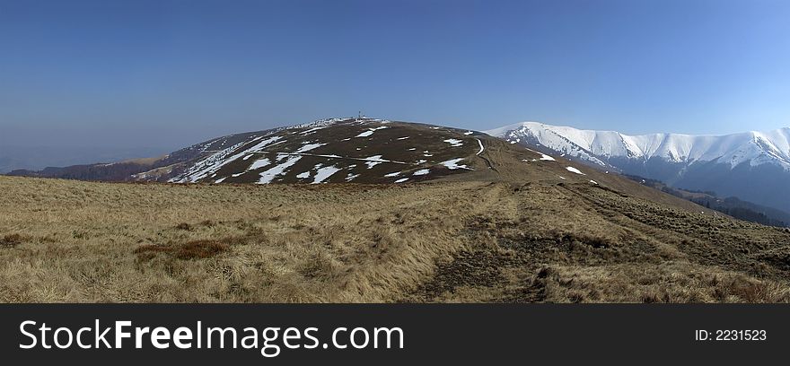 Beautiful panorama of the mountains in early spring. Beautiful panorama of the mountains in early spring