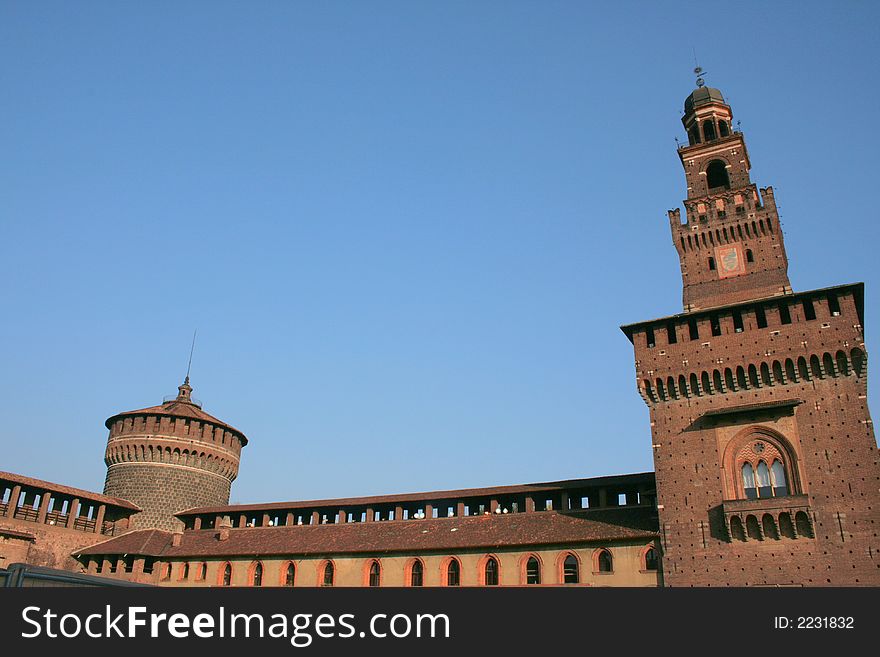 Sforzesco castle Towers. Milano, Italy. Sforzesco castle Towers. Milano, Italy