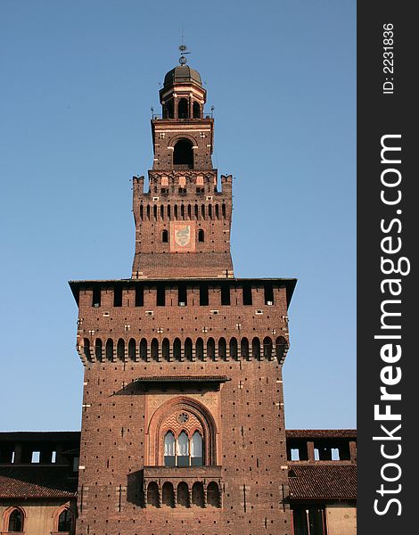 Milan. Sforzesco Castle, entrance Tower. Italy