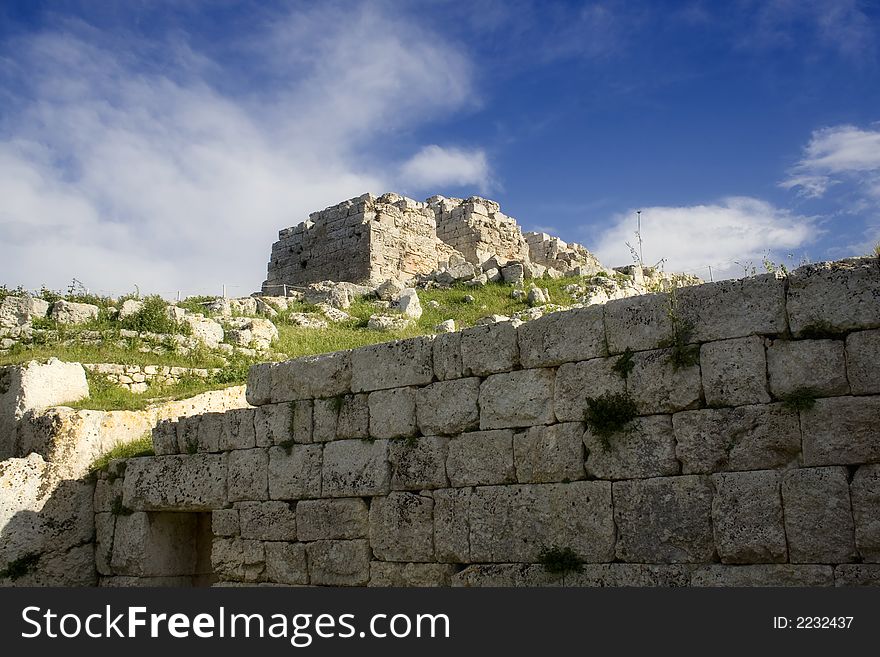 The ancient ruin of the Eurialo Greek Castle.