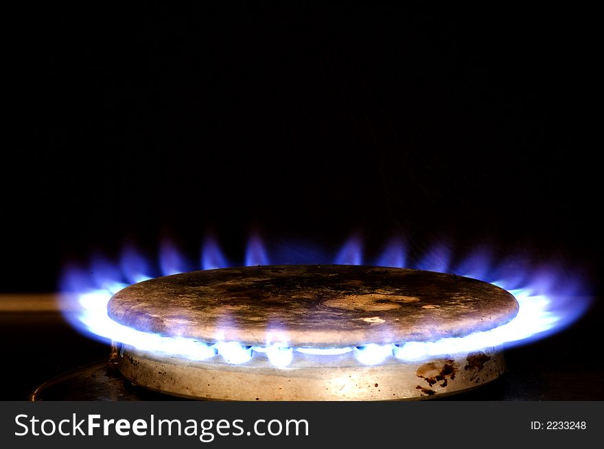 Gas ring on hob alight