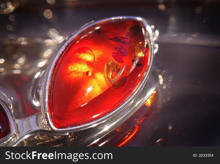 An amber bracelet in water from Poland close up