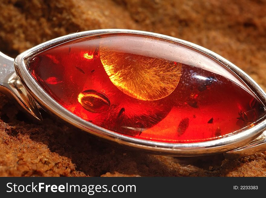 An amber bracelet from Poland,  Close up. An amber bracelet from Poland,  Close up