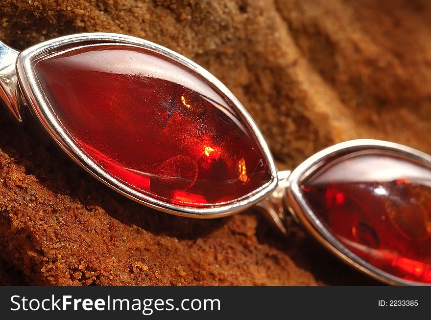 Amber bracelet on stone