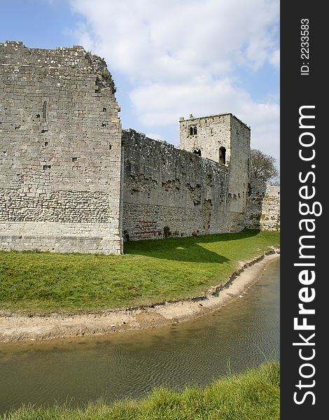 Water surrounding medieval castle at Portchester on Hampshire coast. Water surrounding medieval castle at Portchester on Hampshire coast