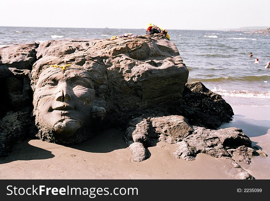 The Buddha, India, Goa. A sculptural portrait of the Buddha.