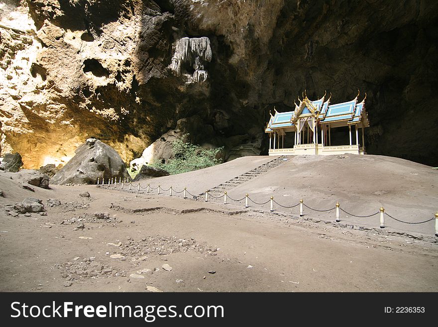 Using a wide angle lens to capture a temple built within a cave complex in central thailand. Using a wide angle lens to capture a temple built within a cave complex in central thailand