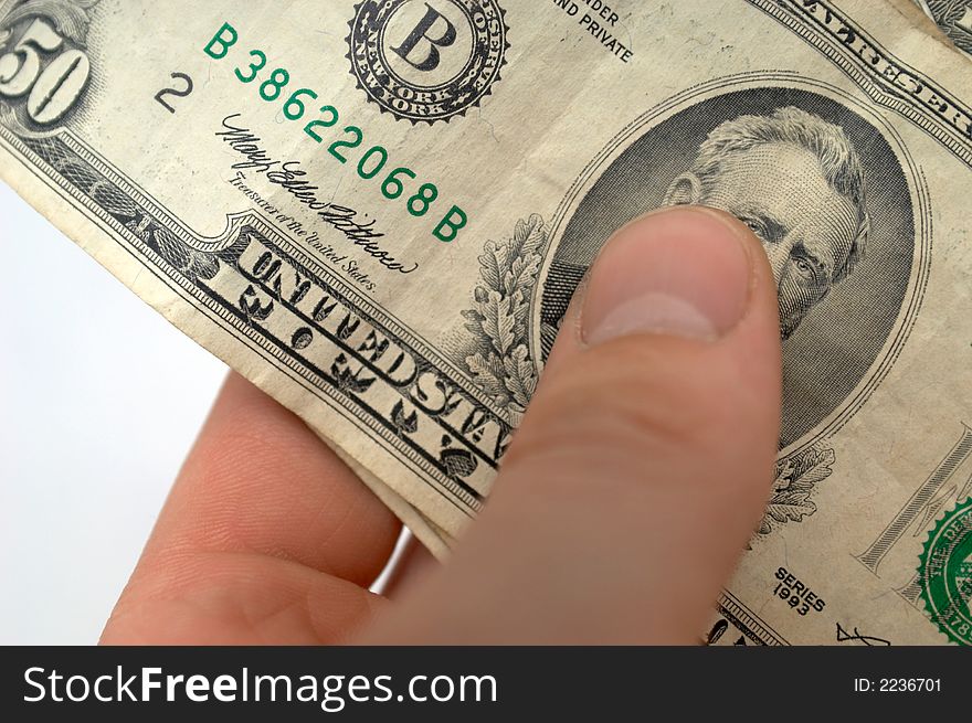 An image of hand with dollar. An image of hand with dollar