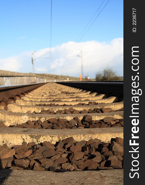 Two pair of railway with blue sky