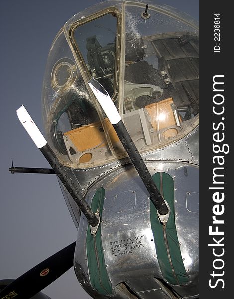 Tailgunner turret of a World War II era fighter plane. Tailgunner turret of a World War II era fighter plane