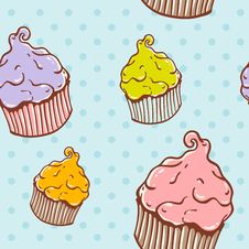 Cute Vintage Cupcake Seamless Texture Stock Images Cute Vintage Cupcake Seamless Texture Stock Images