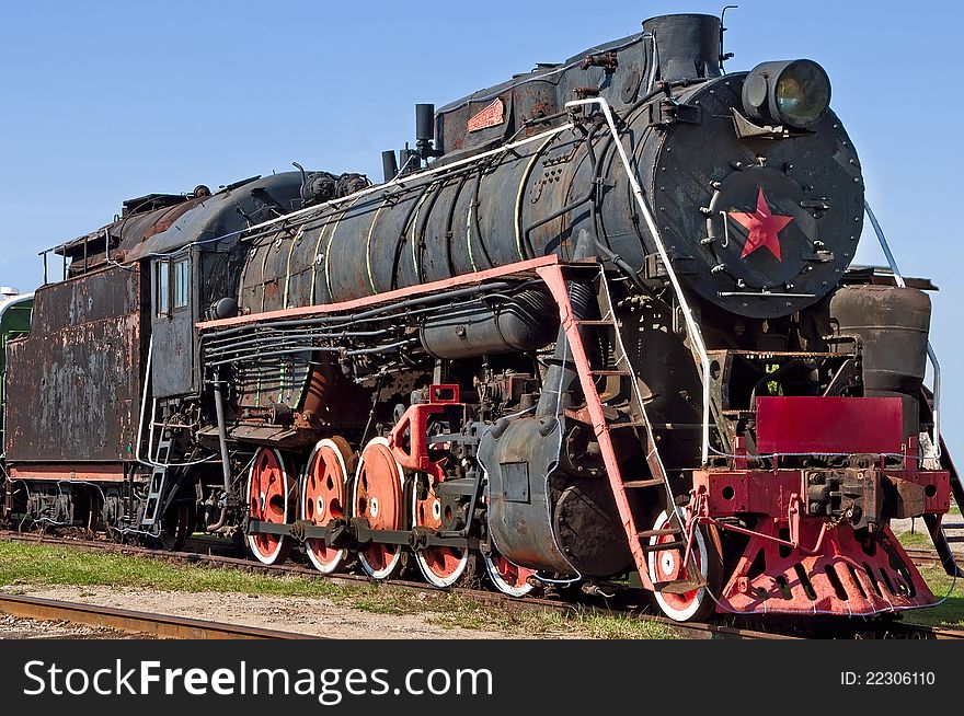 Very old Russian communistic steam locomotive