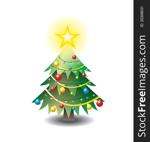 Vector Christmas tree with yellow star