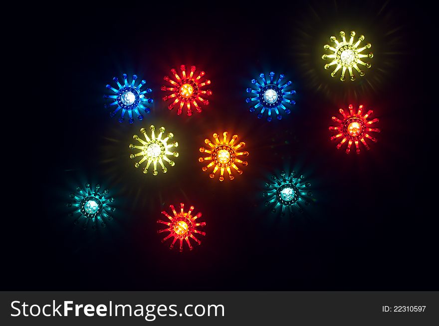 Christmas lights background with various colours