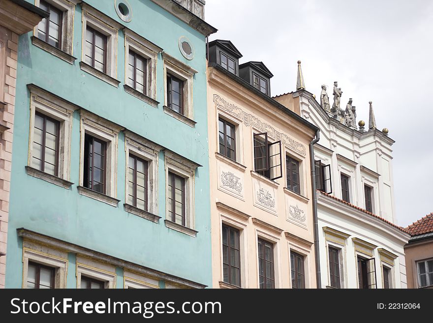 Beautiful colorful houses on the market in Warsaw.