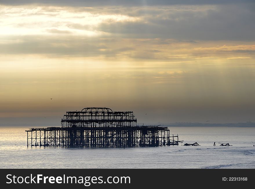 The West Pier in Brighton, England, UK