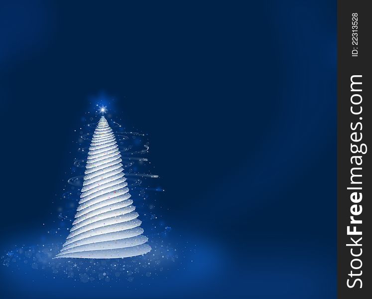 Christmas fir in a dark blue background