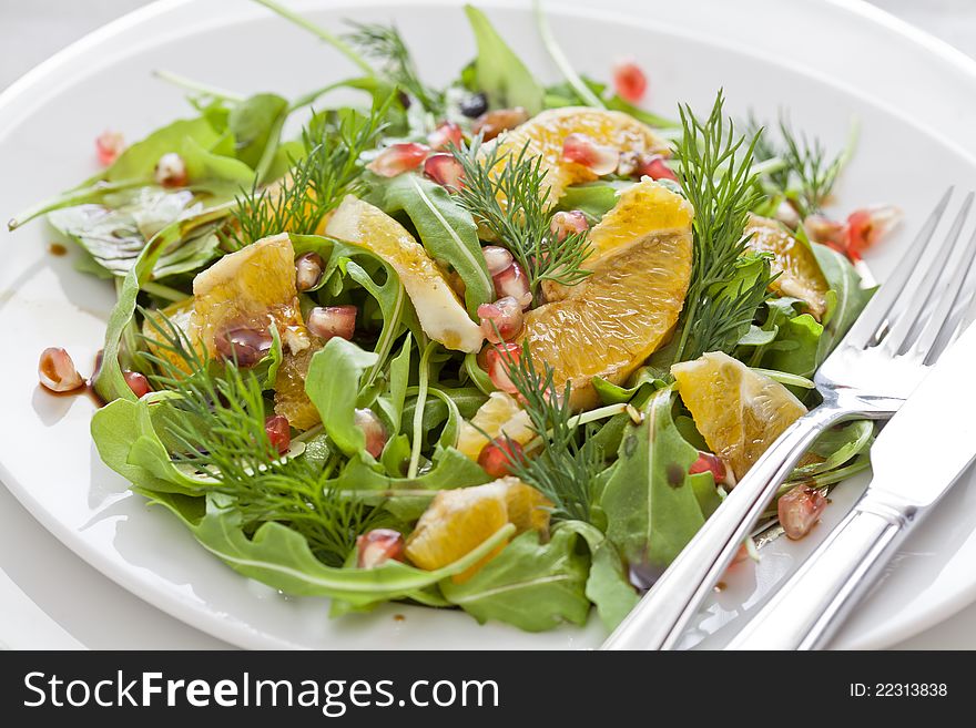 Close up photograph of a fresh healthy salad. Close up photograph of a fresh healthy salad
