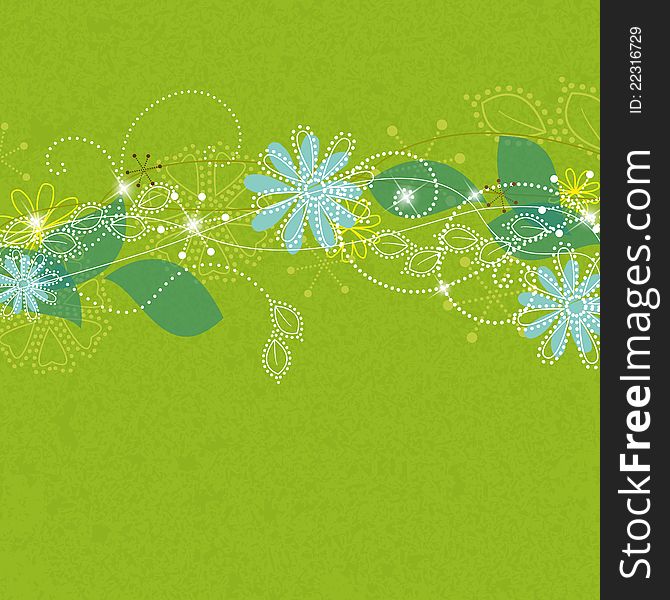 Green background with floral design