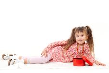 Little Girl With Her Present Stock Photography Little Girl With Her Present Stock Photography