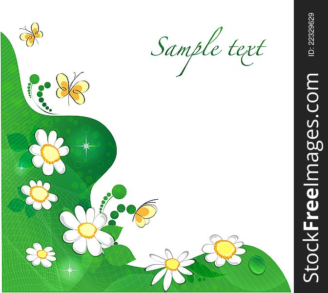 Floral green background with butterflies. Floral green background with butterflies